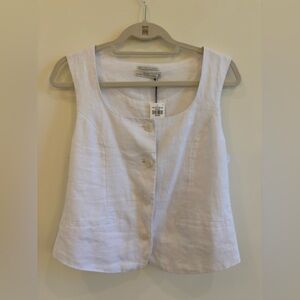 NWT A&F white linen button up vest sz M